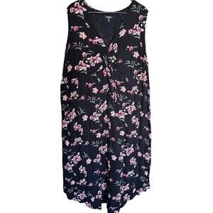 Chelsea Studio Dress Womens 3X 30/32 V Neck Maxi Sleeveless Gauzy Lined Floral